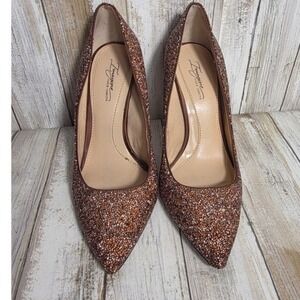 Vince Camuto Womens Glitter Crystal Pointed Toe Pumps Copper Bronze 7M/ 37